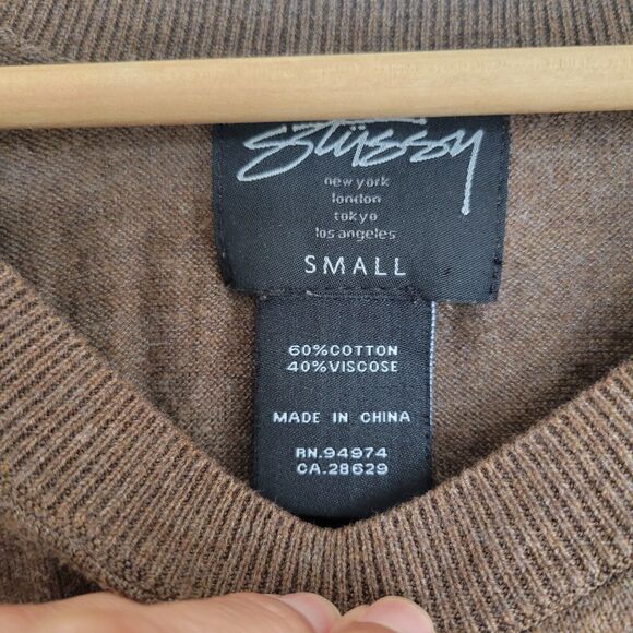 Stussy En Noir Knitwear Destroyed Sweater top Size Small Distressed Brown Grunge - Picture 5 of 16